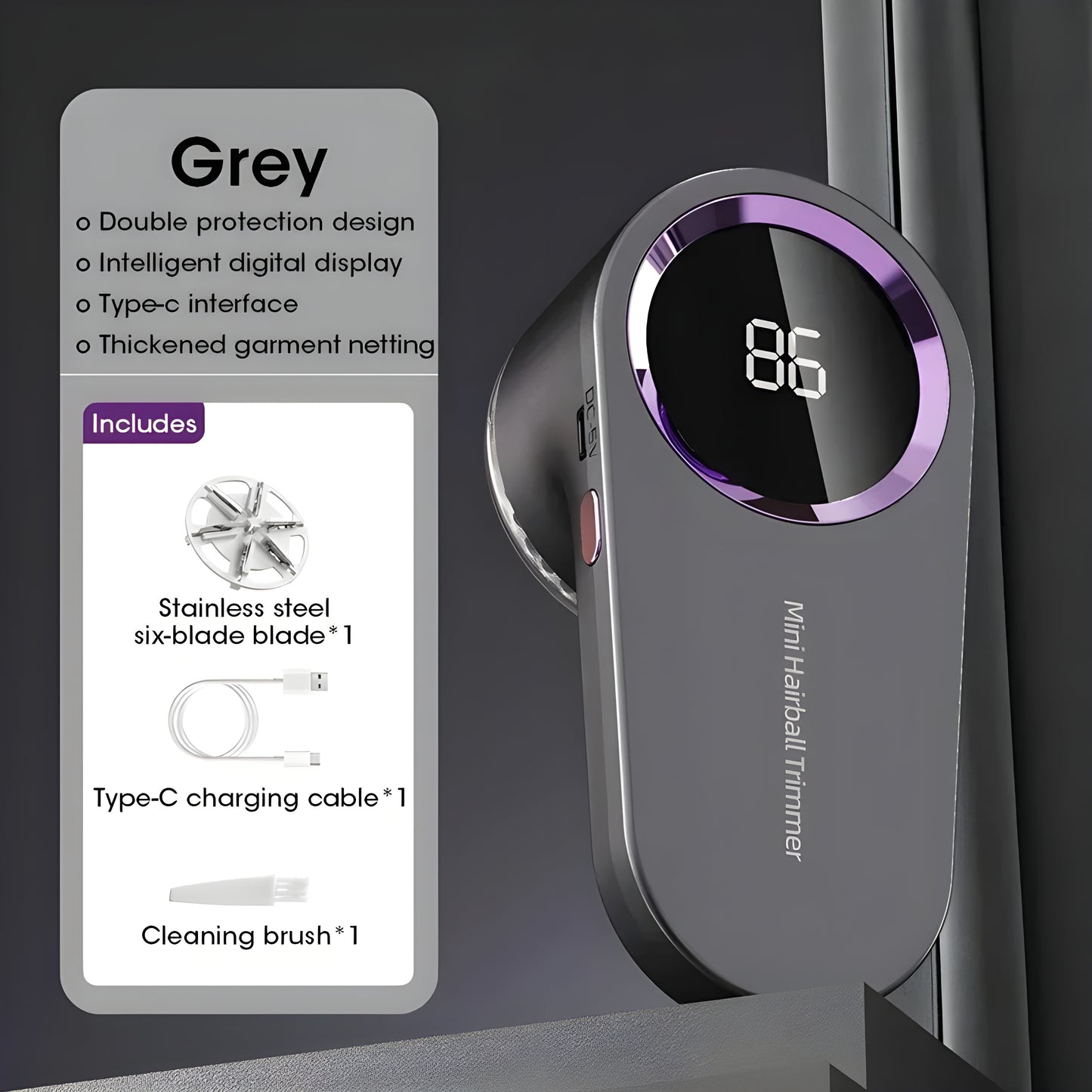 LintFree™ – Elektrische Pluizenverwijderaar met LED-display & Type-C Oplaadfunctie