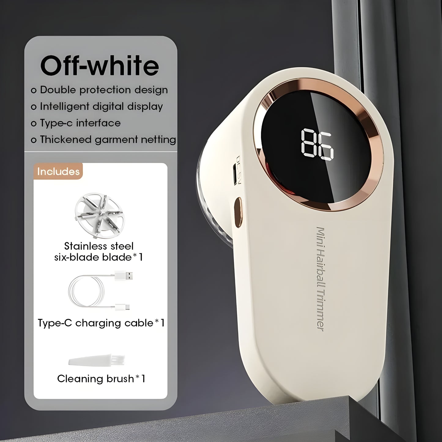 LintFree™ – Elektrische Pluizenverwijderaar met LED-display & Type-C Oplaadfunctie
